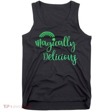 Glitter Magically Delicious Rainbow Shamrock St Patrick's Tank Top