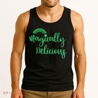 Glitter Magically Delicious Rainbow Shamrock St Patrick's Tank Top thumb 3