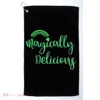 Glitter Magically Delicious Rainbow Shamrock St Patrick's Golf Towel thumb 0