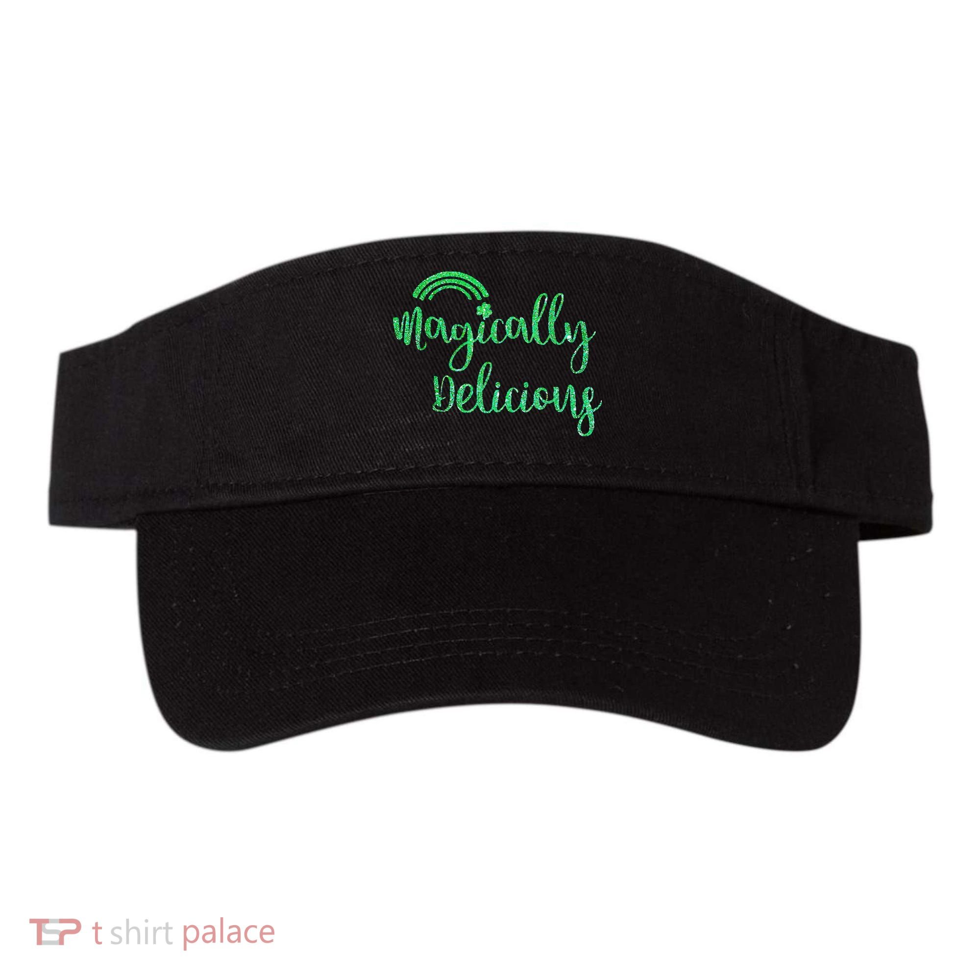 Glitter Magically Delicious Rainbow Shamrock St Patrick's Visor