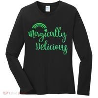 Glitter Magically Delicious Rainbow Shamrock St Patrick's Women's Long Sleeve Shirt thumb 0