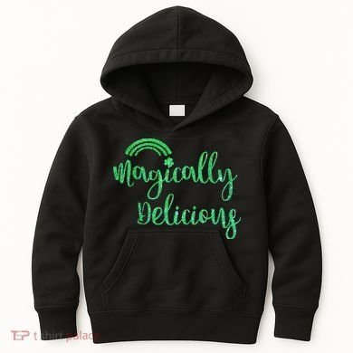Glitter Magically Delicious Rainbow Shamrock St Patrick's Kids Hoodie