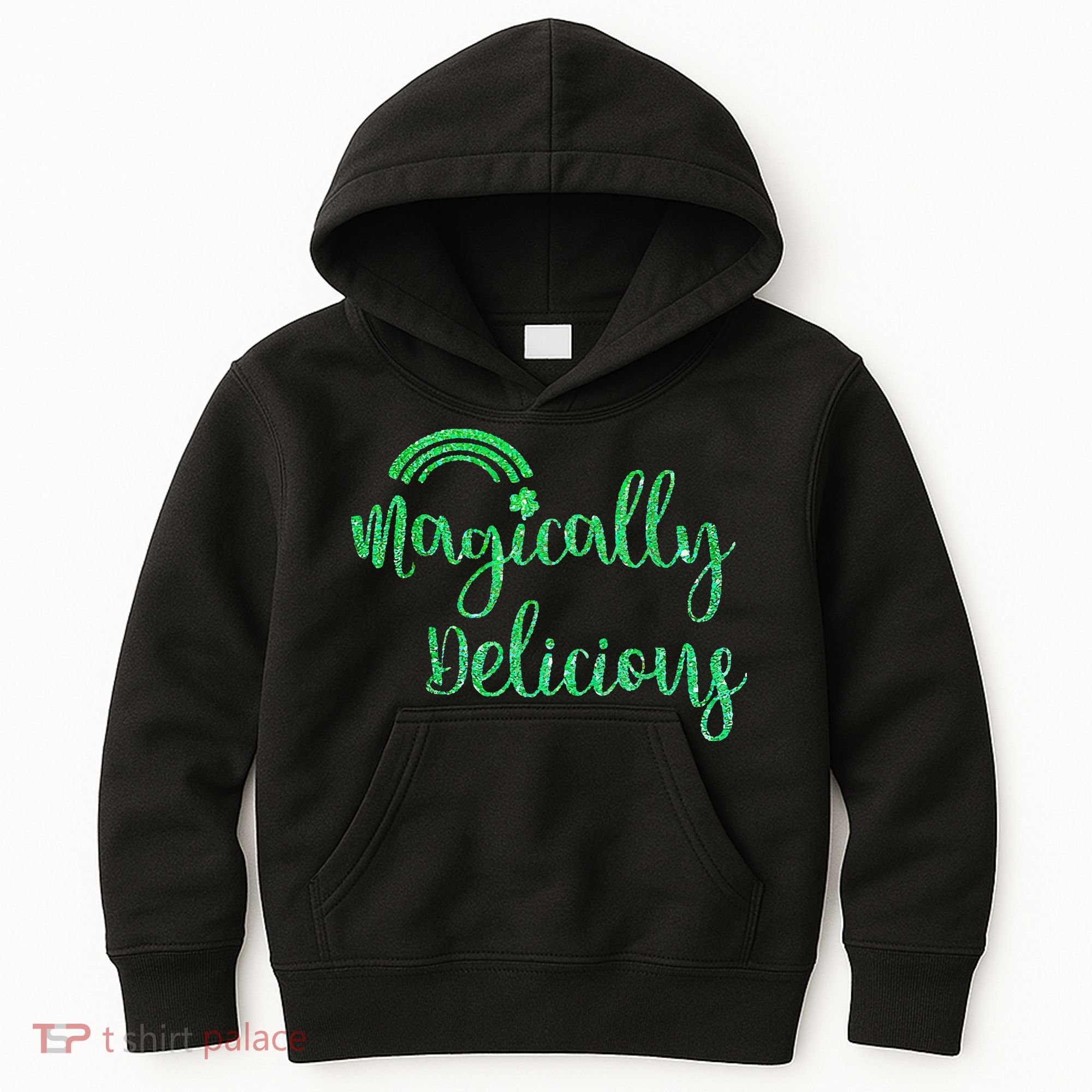 Glitter Magically Delicious Rainbow Shamrock St Patrick's Kids Hoodie