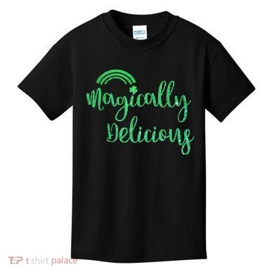 Glitter Magically Delicious Rainbow Shamrock St Patrick's Kids T-Shirt