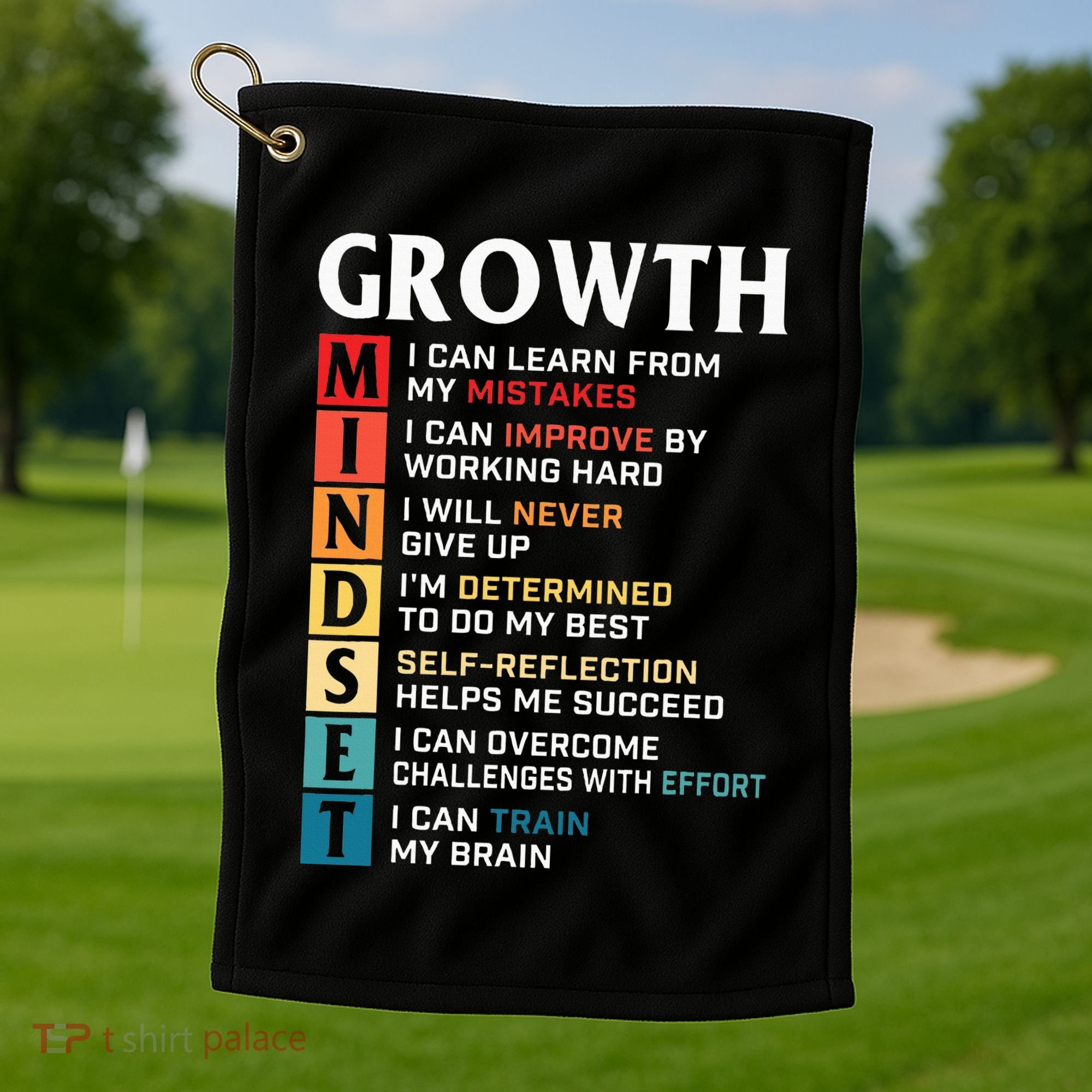Growth Mindset Definition Motivational Quote Inspiration Golf Towel