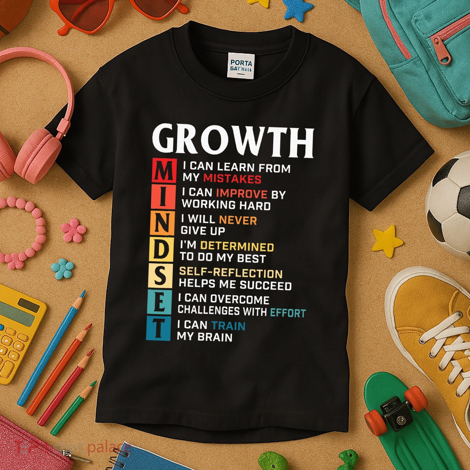Growth Mindset Definition Motivational Quote Inspiration Kids T-Shirt