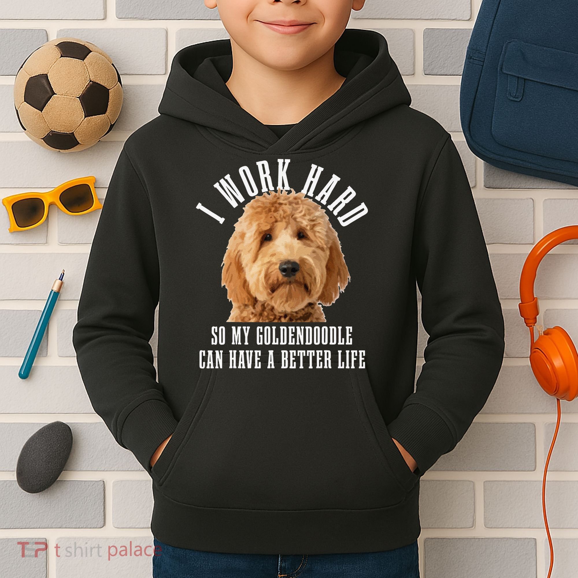 Goldendoodle Mom Doodle Dog Dad Funny Golden Doodle Kids Hoodie
