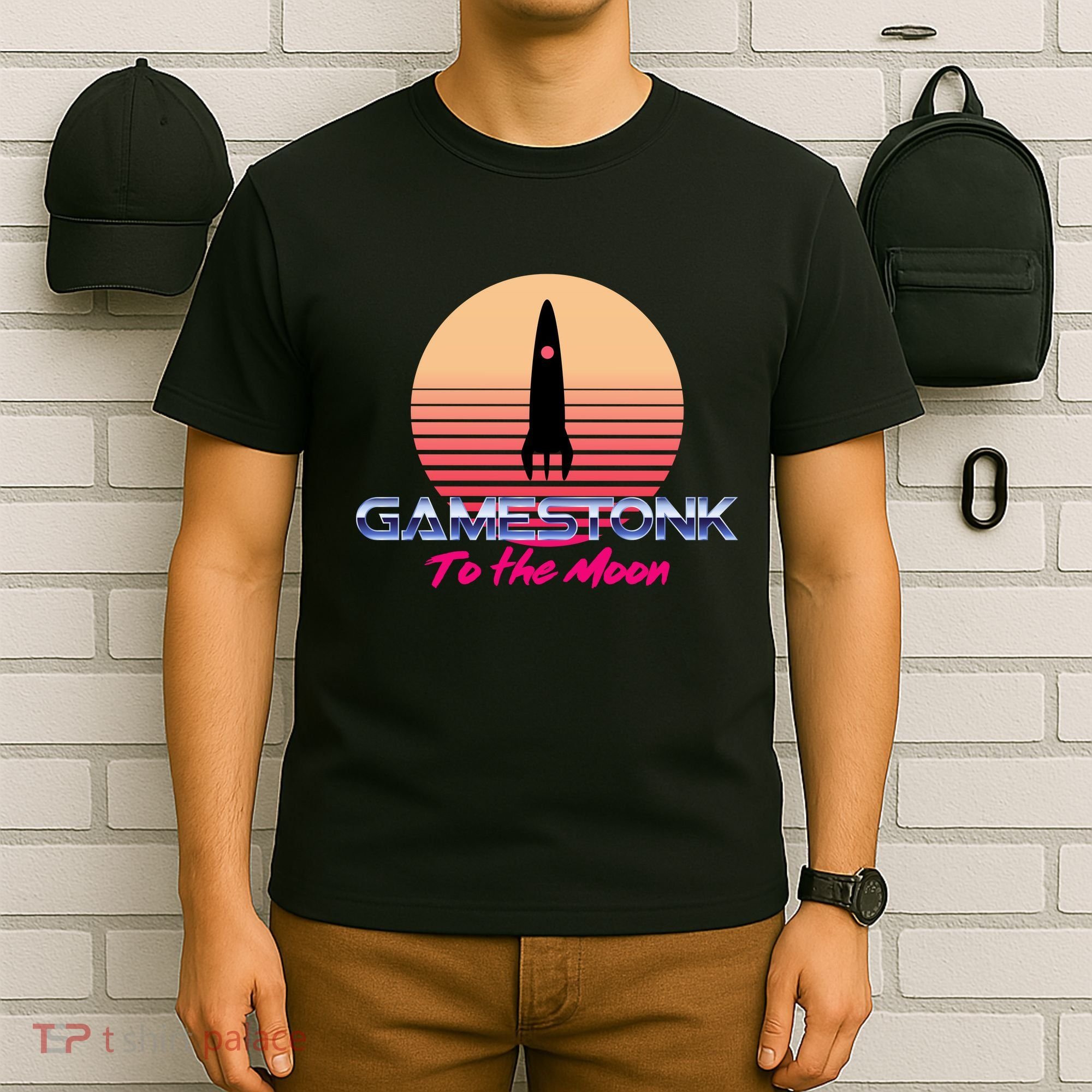 $GME Ticker Rocket Moon Gamestonk GME Gamestick T-Shirt