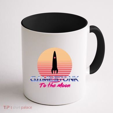 $GME Ticker Rocket Moon Gamestonk GME Gamestick Coffee Mug back