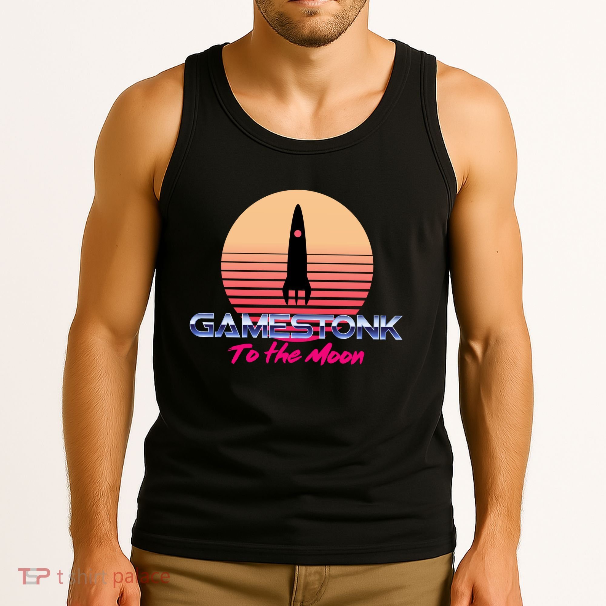 $GME Ticker Rocket Moon Gamestonk GME Gamestick Tank Top