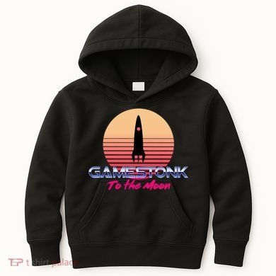 $GME Ticker Rocket Moon Gamestonk GME Gamestick Kids Hoodie