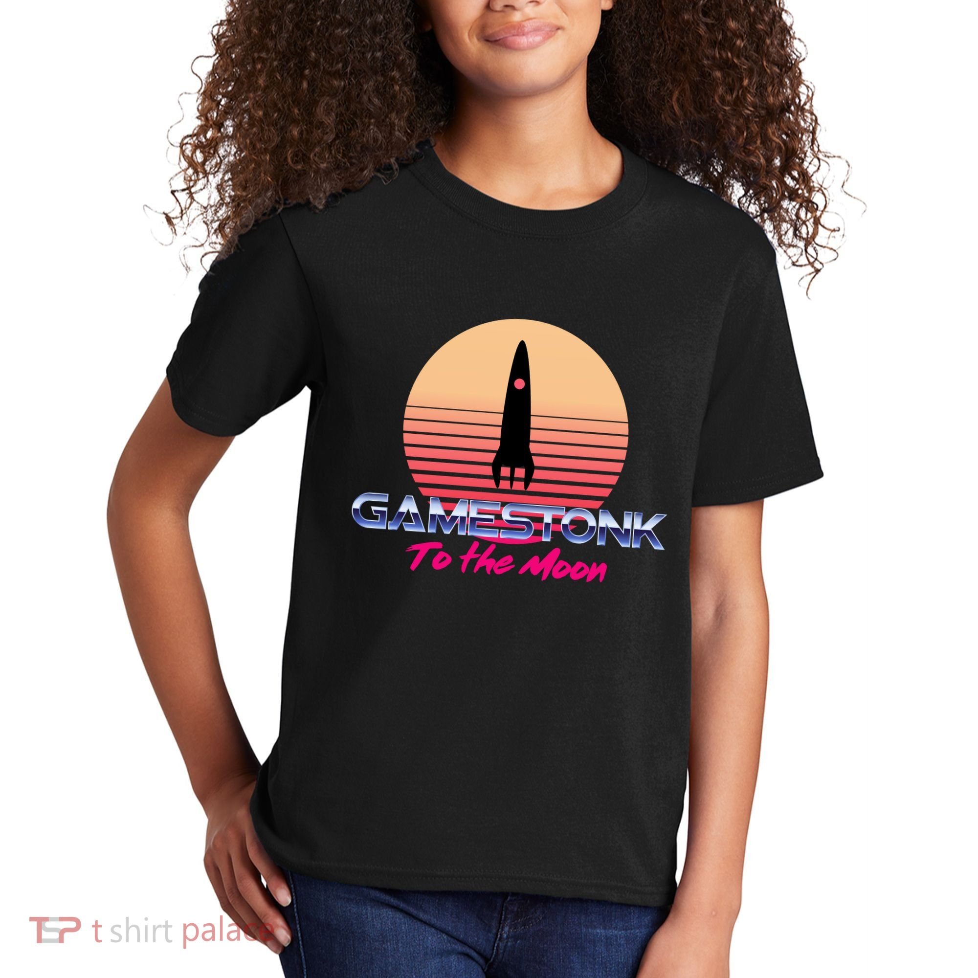 $GME Ticker Rocket Moon Gamestonk GME Gamestick Kids T-Shirt