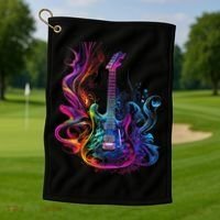 Guitar Musician Electric Guitars Player Gifts Black Golf Towel thumb 1