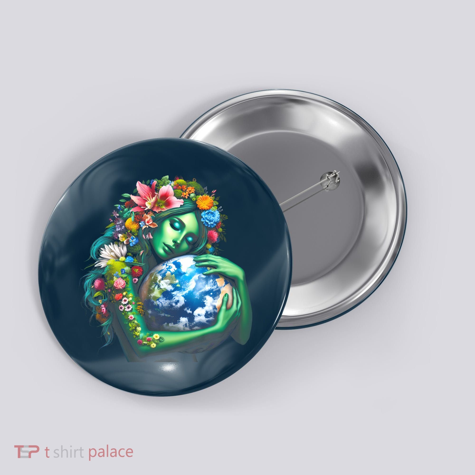 Green Mother Earth Day Button