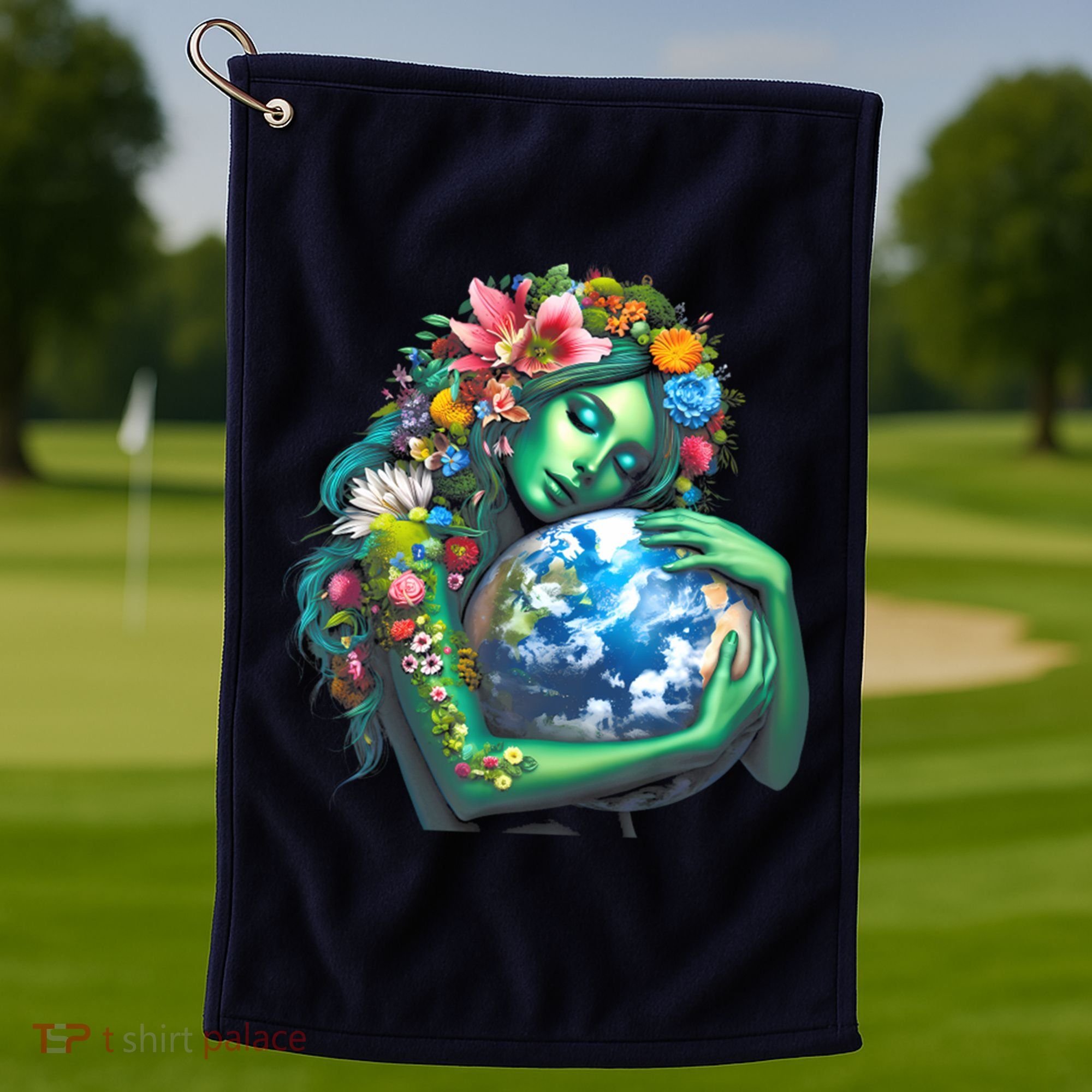 Green Mother Earth Day Golf Towel