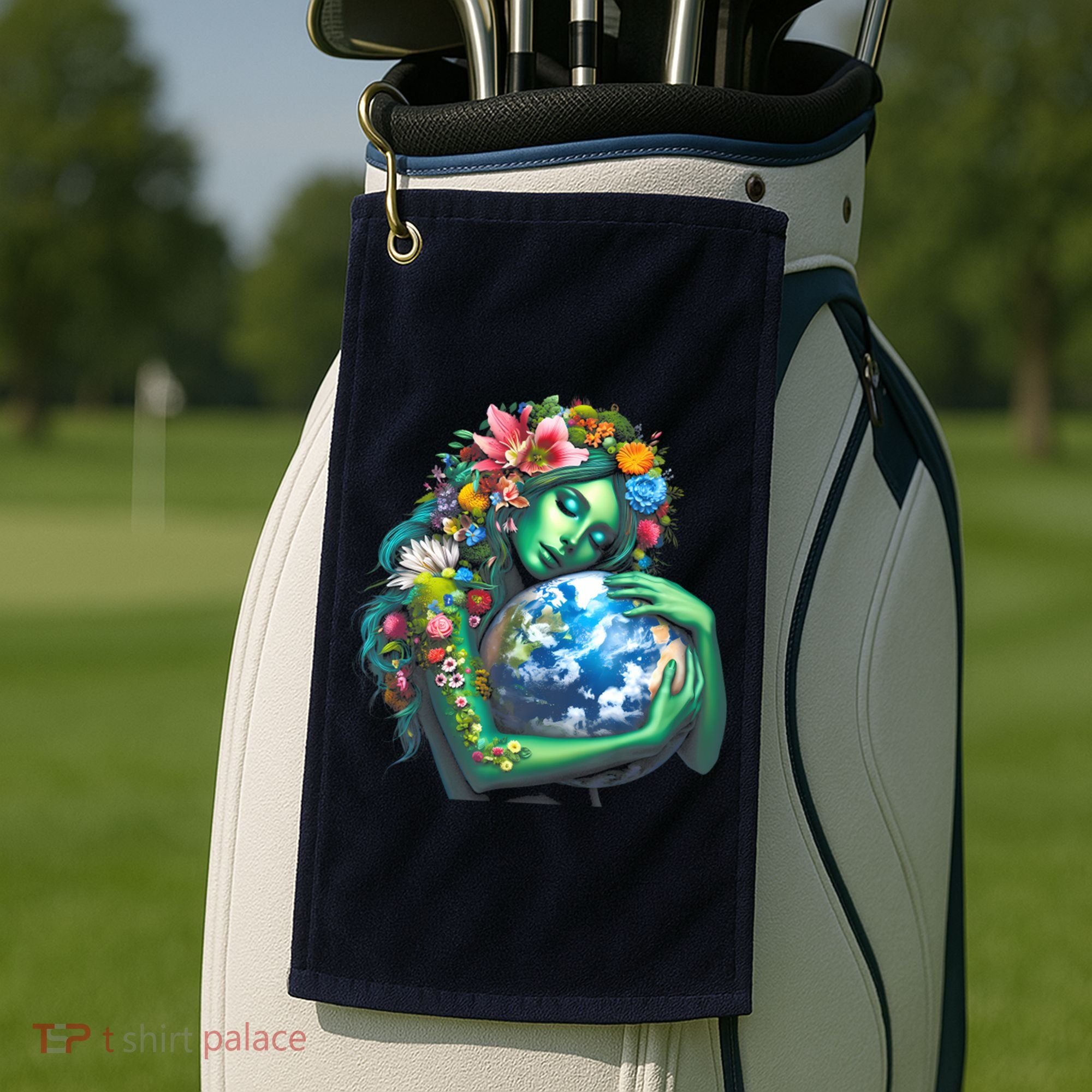 Green Mother Earth Day Golf Towel