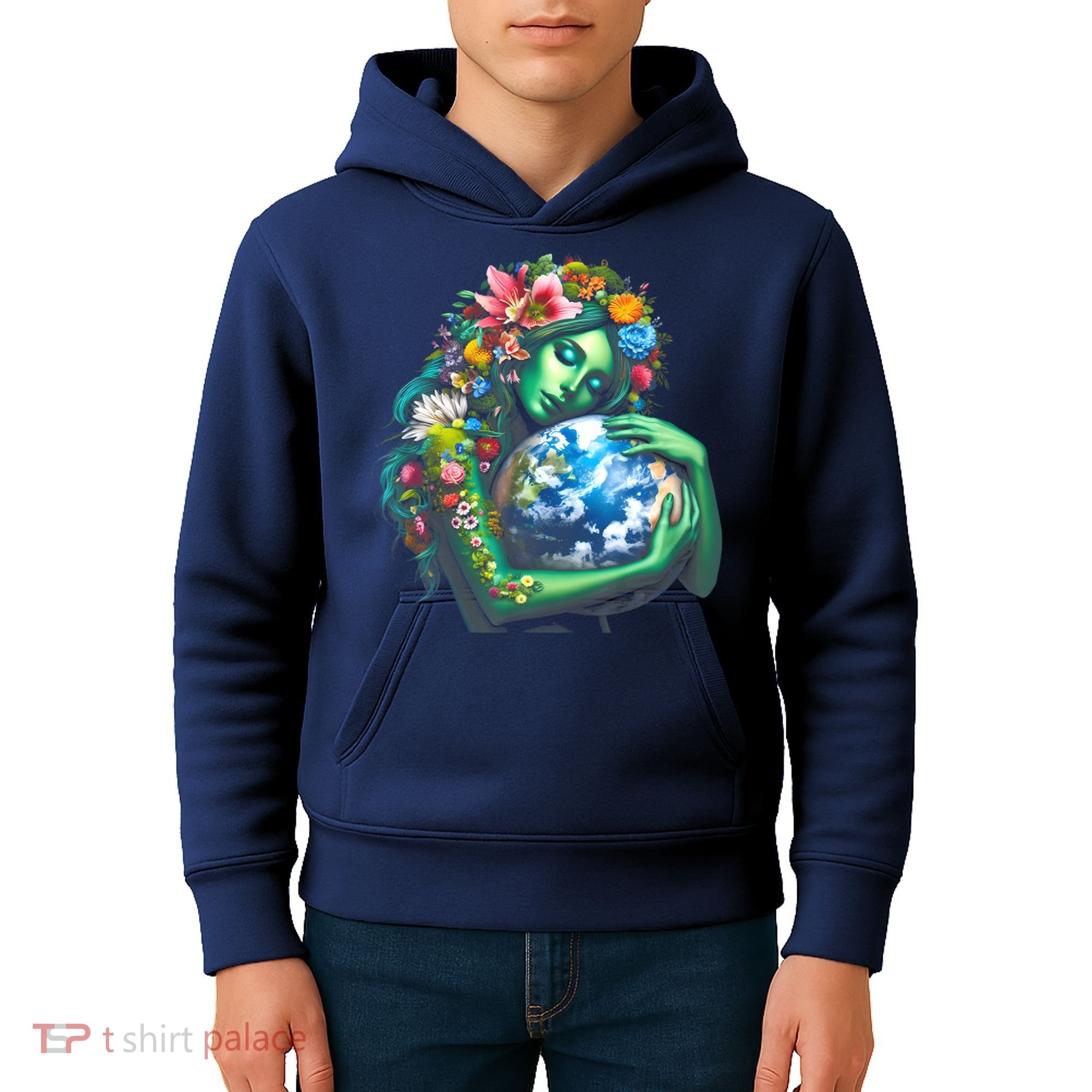 Green Mother Earth Day Kids Hoodie