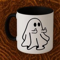 Ghost Middle Finger Funny Ghost Halloween Coffee Mug thumb 2