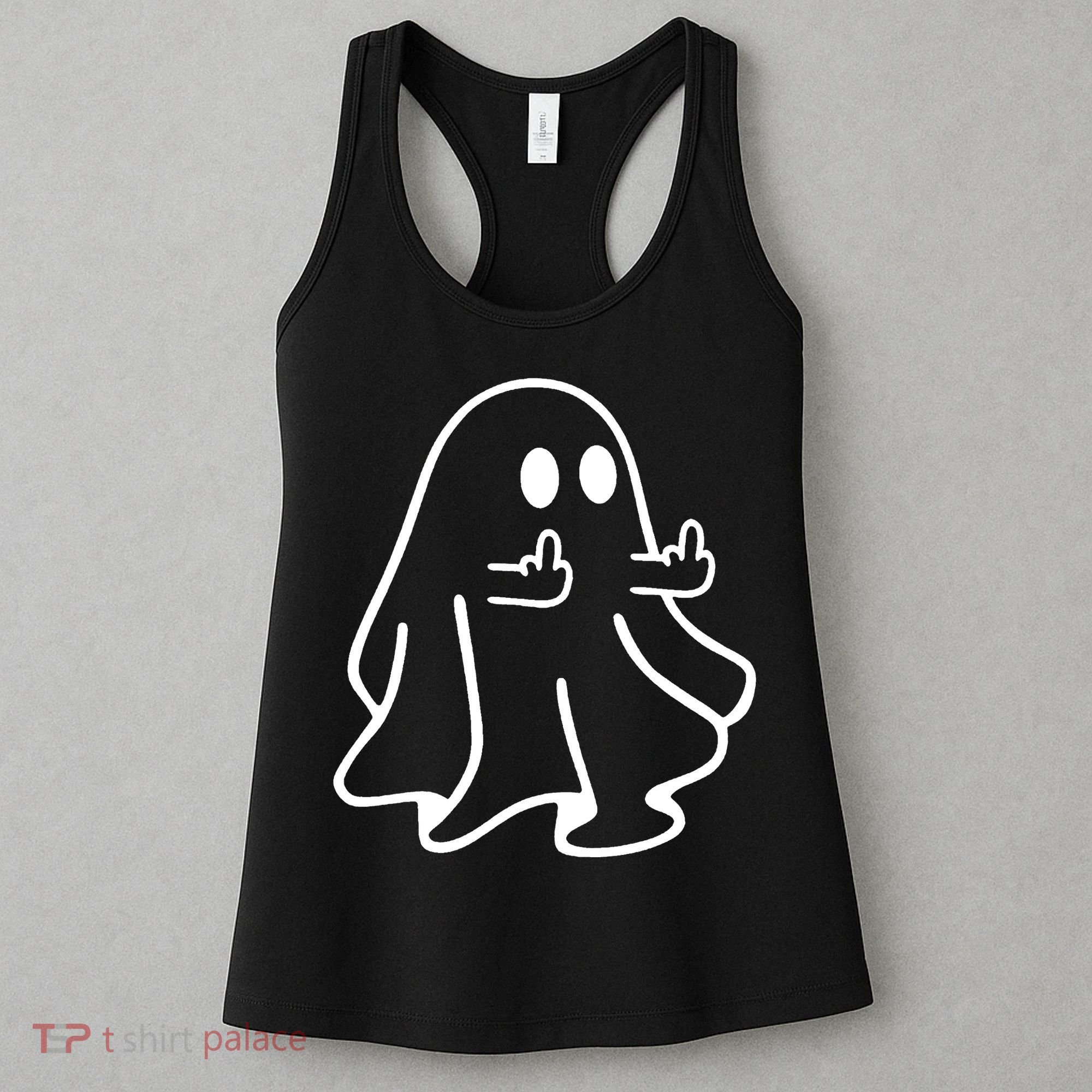 Ghost Middle Finger Funny Ghost Halloween Women's Tank Top