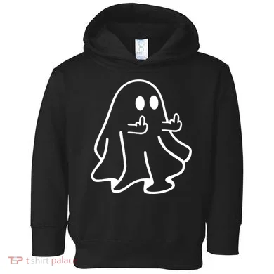 Ghost Middle Finger Funny Ghost Halloween Toddler Hoodie