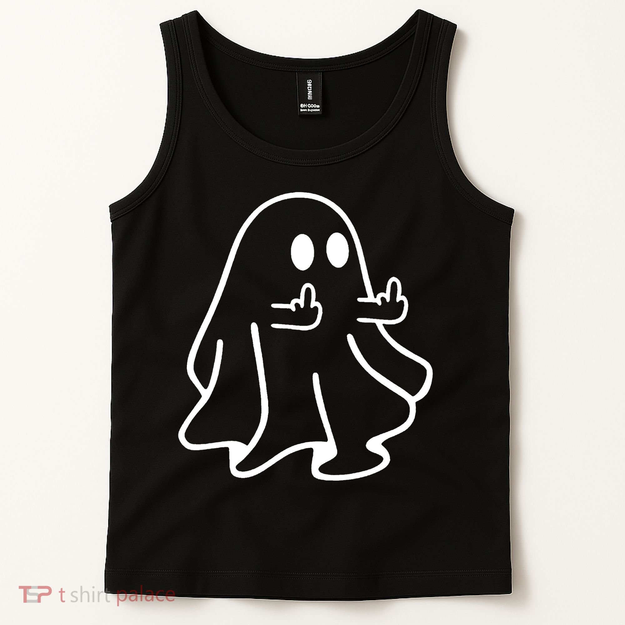 Ghost Middle Finger Funny Ghost Halloween Tank Top