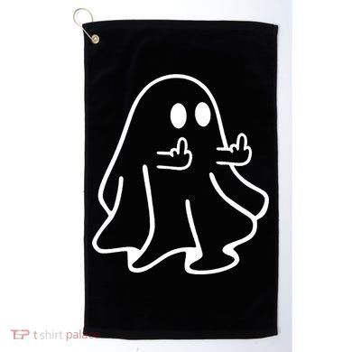 Ghost Middle Finger Funny Ghost Halloween Golf Towel