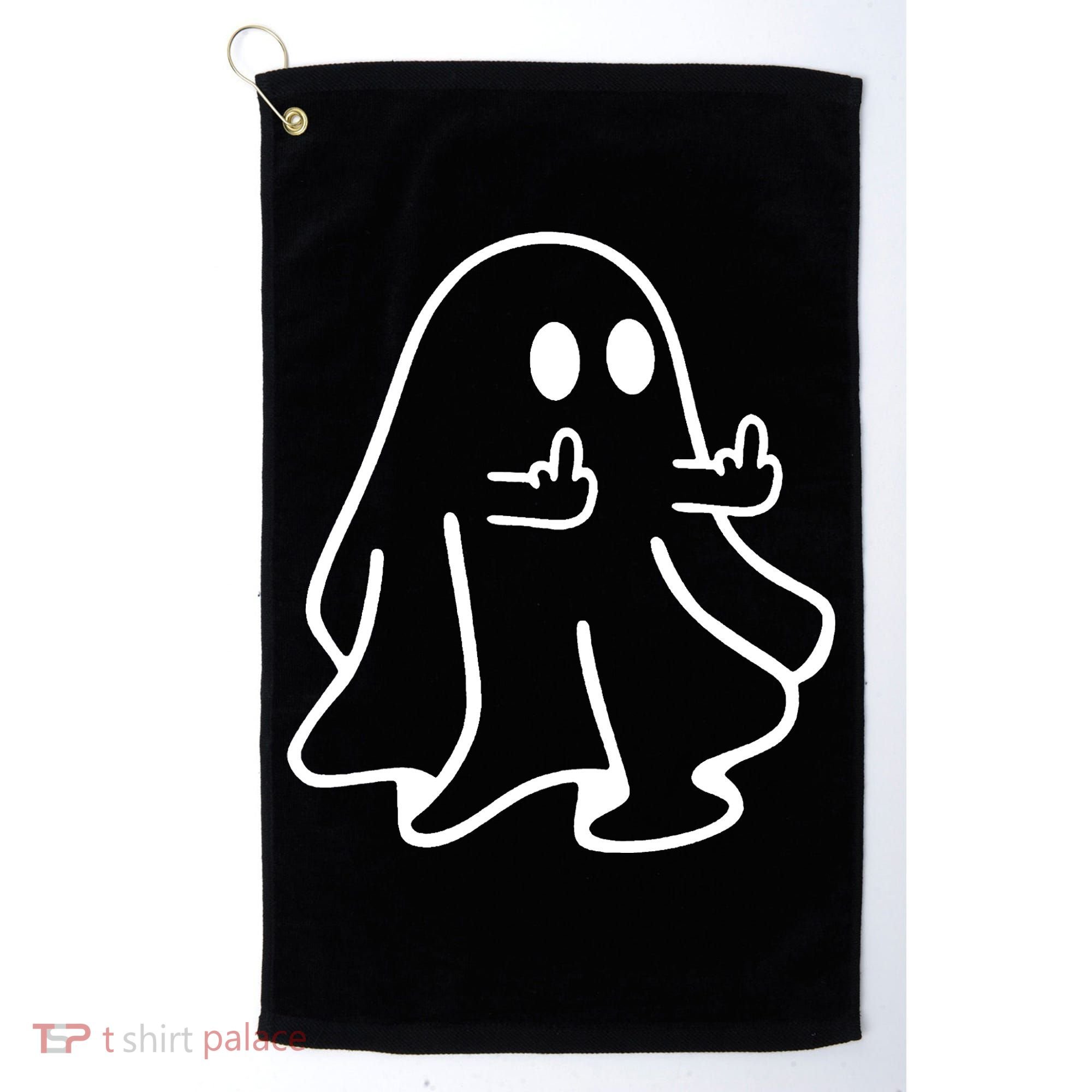Ghost Middle Finger Funny Ghost Halloween Golf Towel