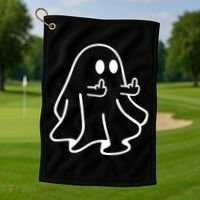 Ghost Middle Finger Funny Ghost Halloween Golf Towel thumb 1