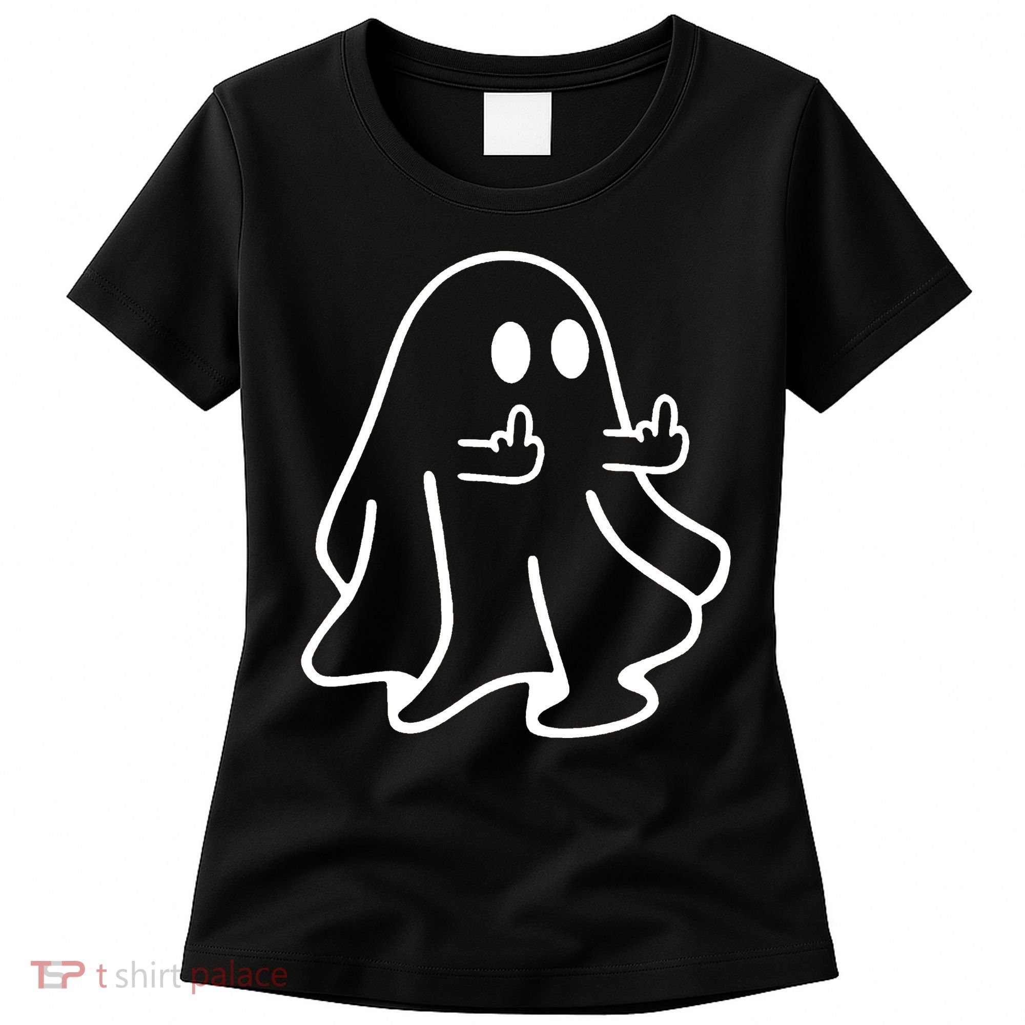 Ghost Middle Finger Funny Ghost Halloween Women's T-Shirt