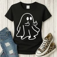 Ghost Middle Finger Funny Ghost Halloween Women's T-Shirt thumb 3