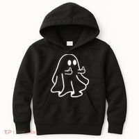 Ghost Middle Finger Funny Ghost Halloween Kids Hoodie thumb 0