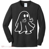 Ghost Middle Finger Funny Ghost Halloween Kids Long Sleeve Shirt thumb 0