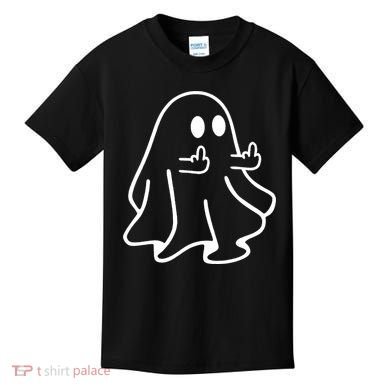 Ghost Middle Finger Funny Ghost Halloween Kids T-Shirt