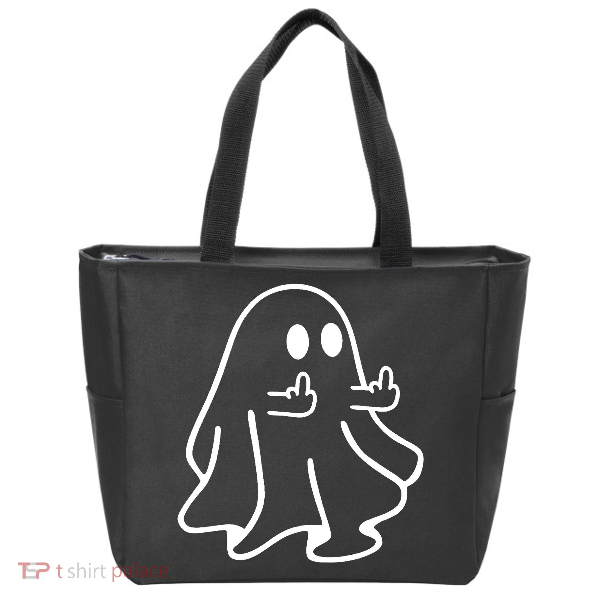 Ghost Middle Finger Funny Ghost Halloween Tote Bag