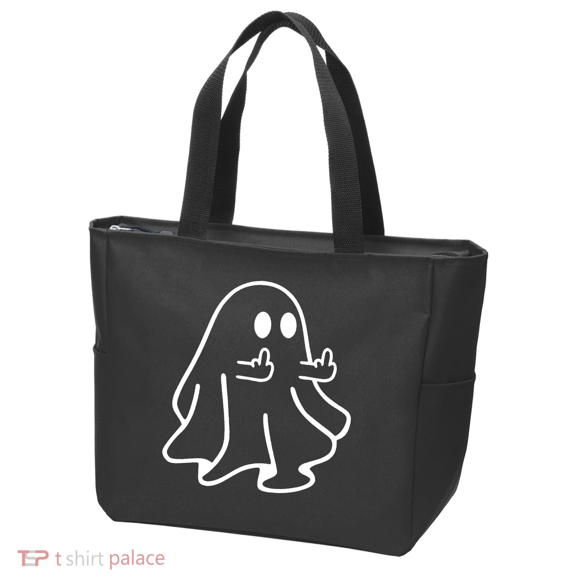 Ghost Middle Finger Funny Ghost Halloween Tote Bag