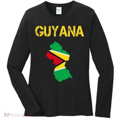 Guyana Map Flag Of Guyana Women's Long Sleeve Shirt