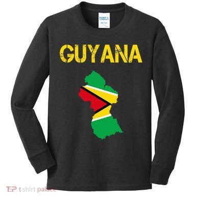 Guyana Map Flag Of Guyana Kids Long Sleeve Shirt