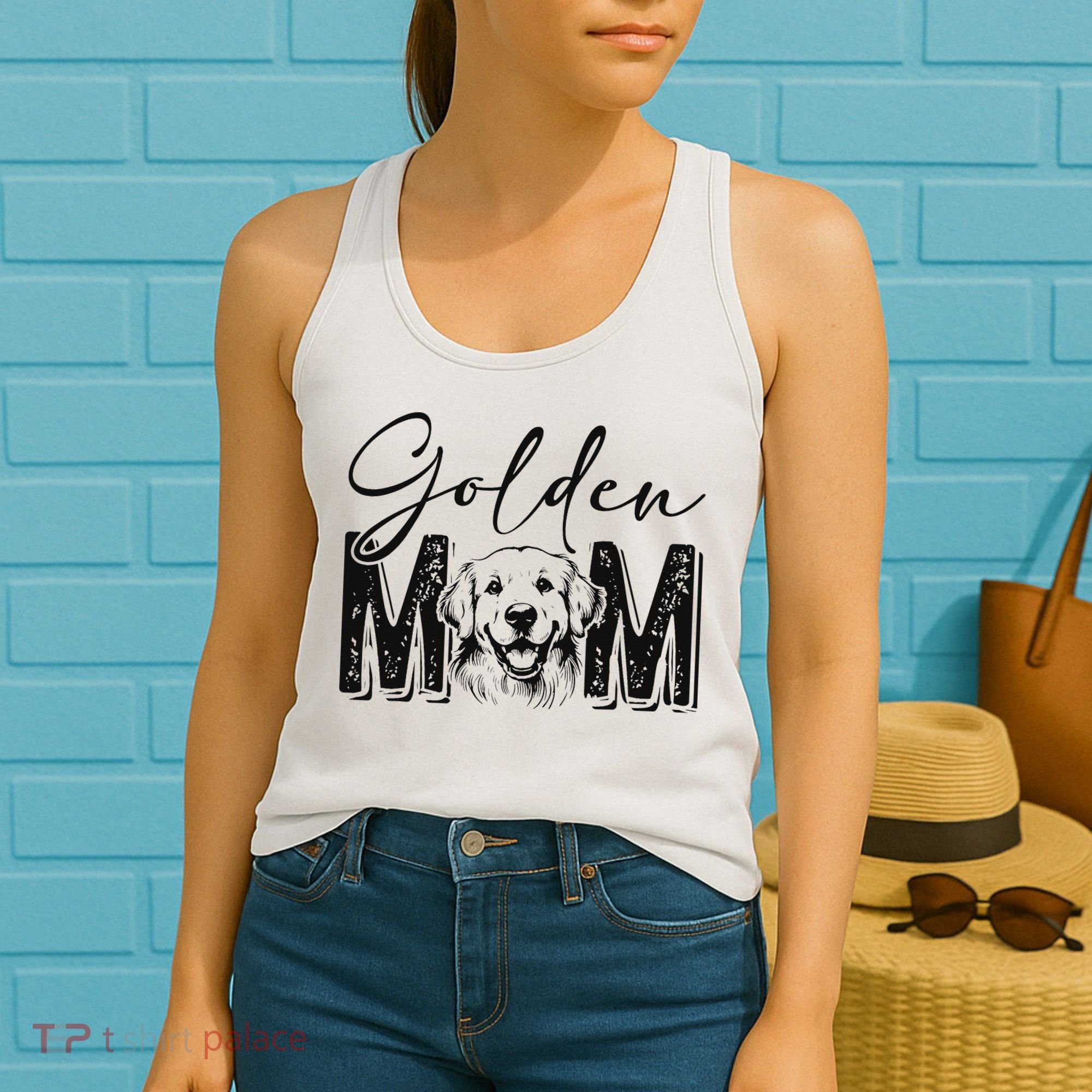 Golden Mom Golden Retriever Lover Dog Mama Funny Retro Women's Tank Top