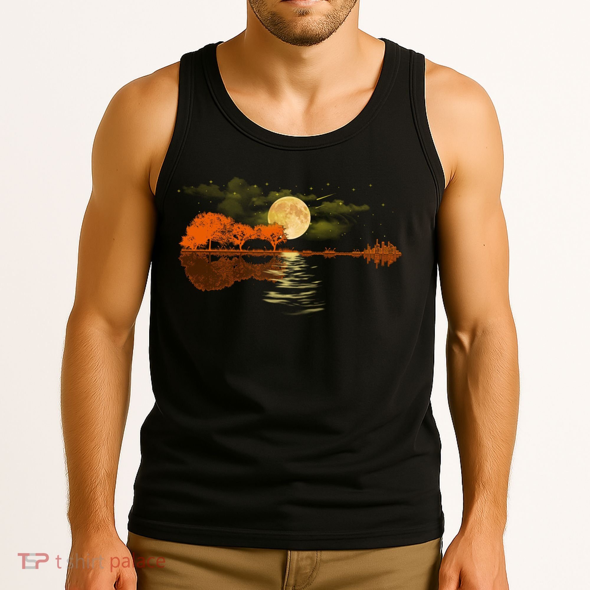 Guitar Meaningful Gift Nature Guitar Lake Shadow Love Tank Top