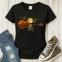 Guitar Meaningful Gift Nature Guitar Lake Shadow Love Women's T-Shirt thumb 3