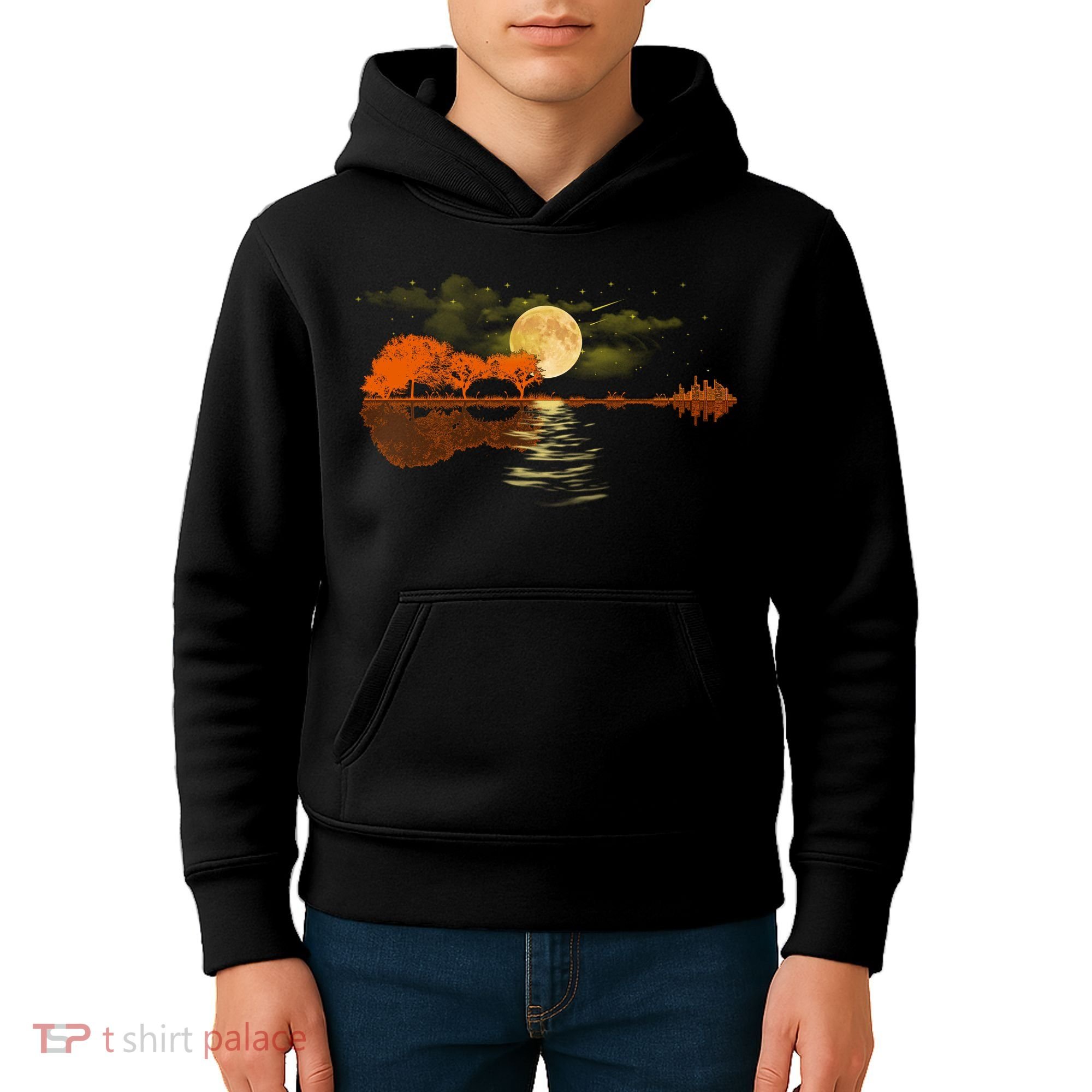 Guitar Meaningful Gift Nature Guitar Lake Shadow Love Kids Hoodie