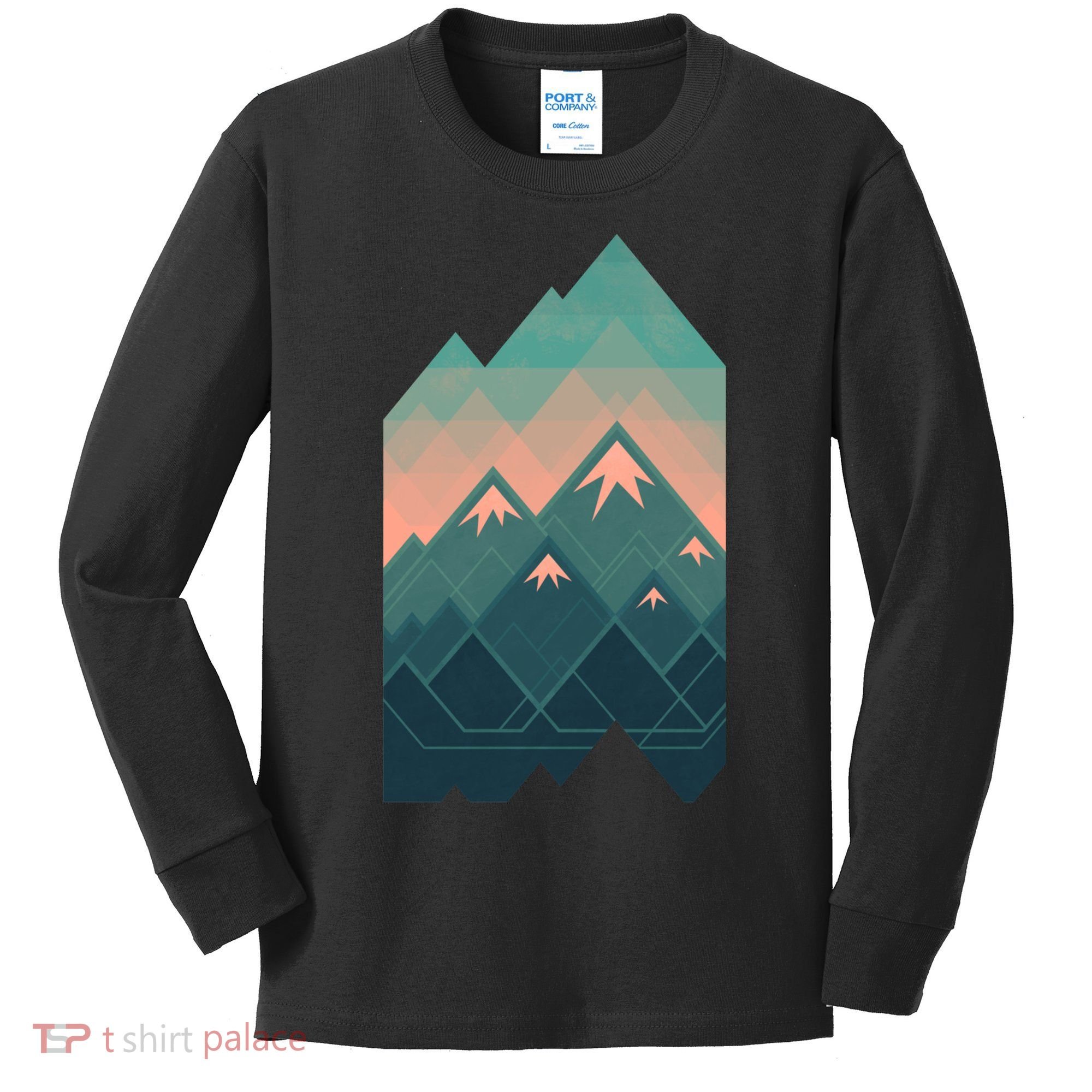 Geometric Mountains Kids Long Sleeve Shirt