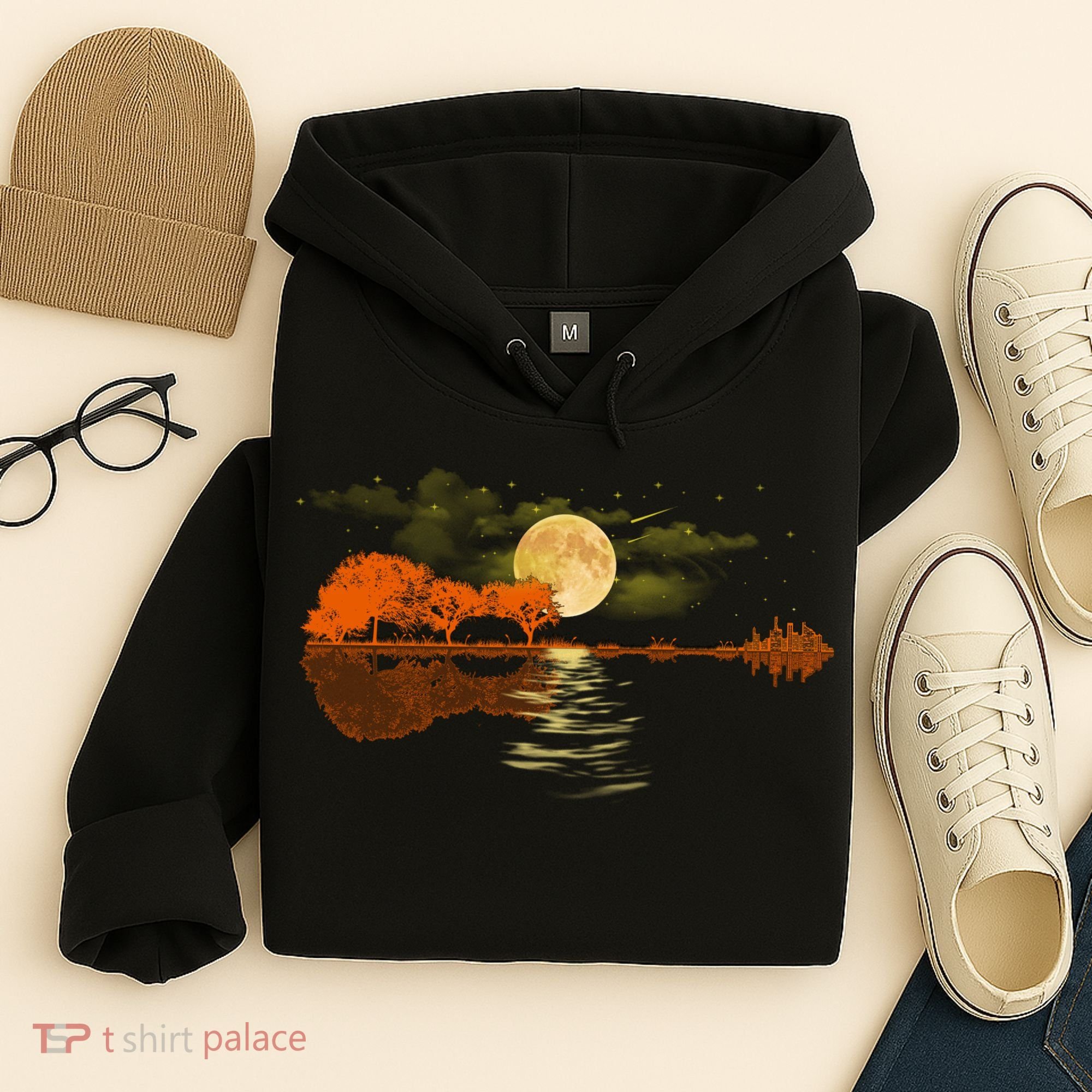 Guitar Meaningful Gift Nature Guitar Lake Shadow Love Hoodie