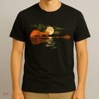 Guitar Meaningful Gift Nature Guitar Lake Shadow Love T-Shirt thumb 3
