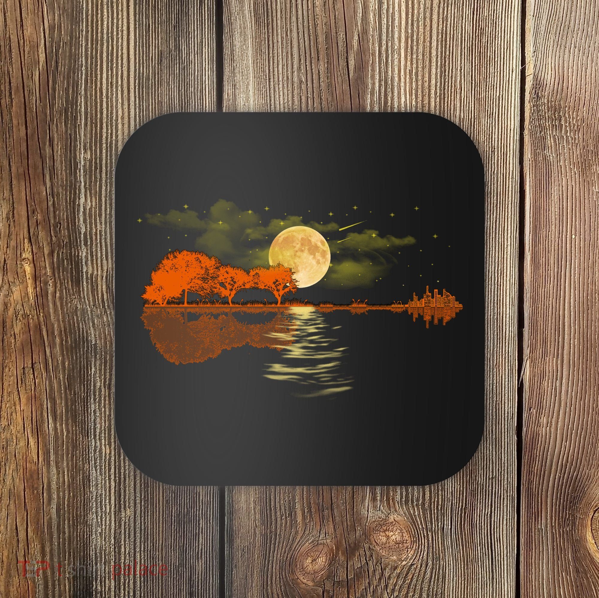 Guitar Meaningful Gift Nature Guitar Lake Shadow Love Coaster