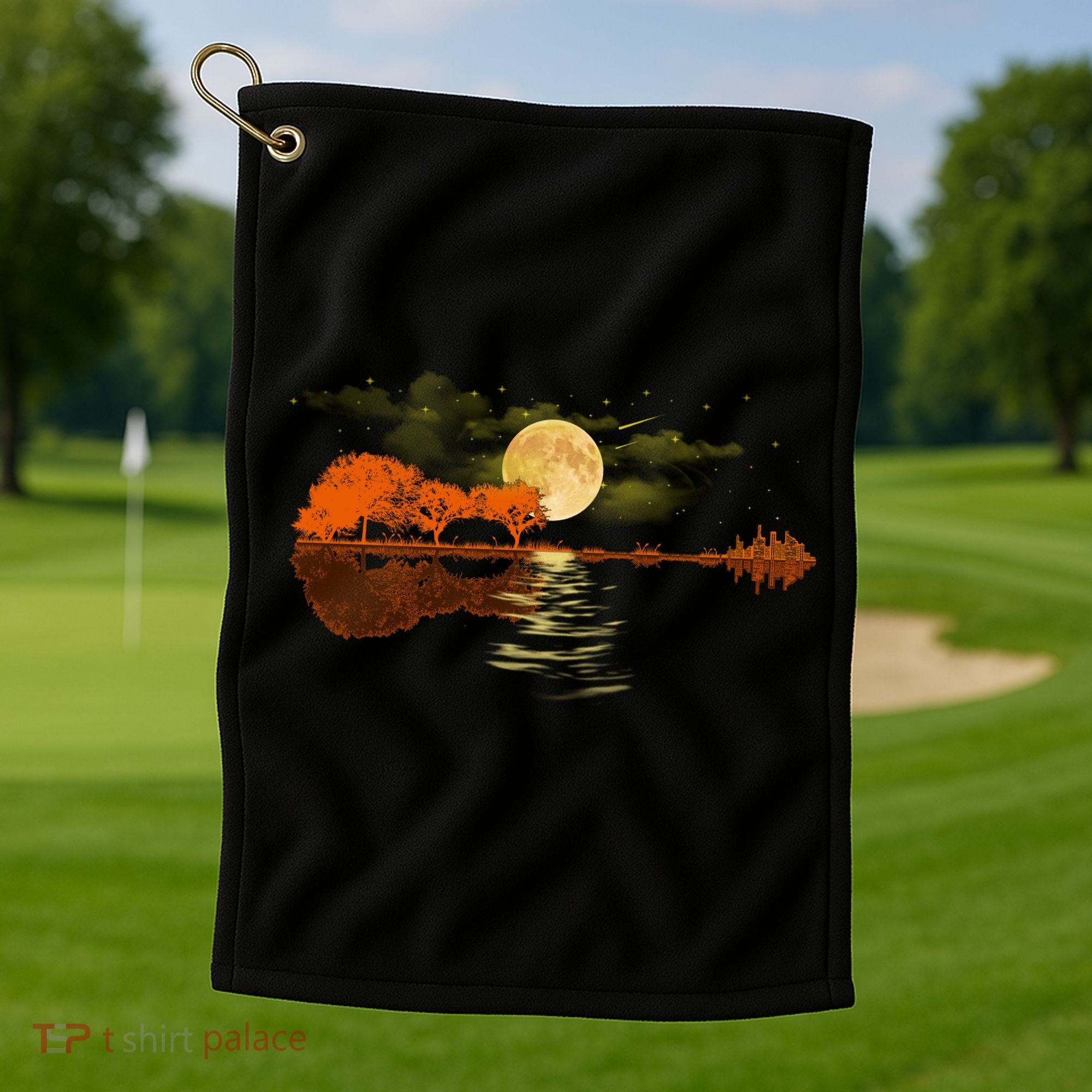 Guitar Meaningful Gift Nature Guitar Lake Shadow Love Golf Towel