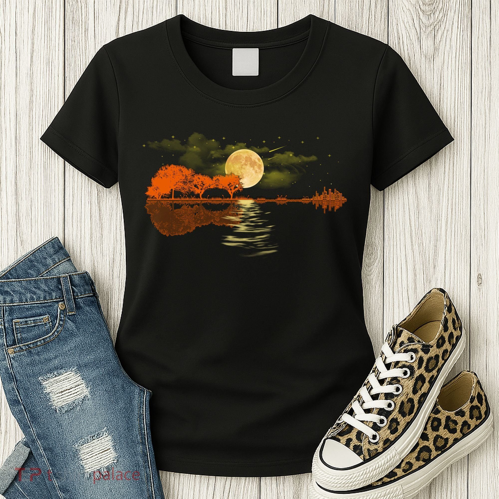 Guitar Meaningful Gift Nature Guitar Lake Shadow Love Women's T-Shirt