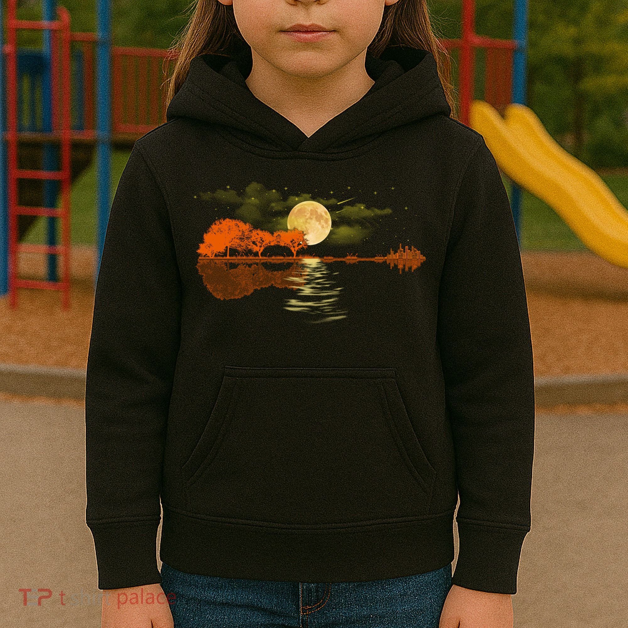 Guitar Meaningful Gift Nature Guitar Lake Shadow Love Kids Hoodie