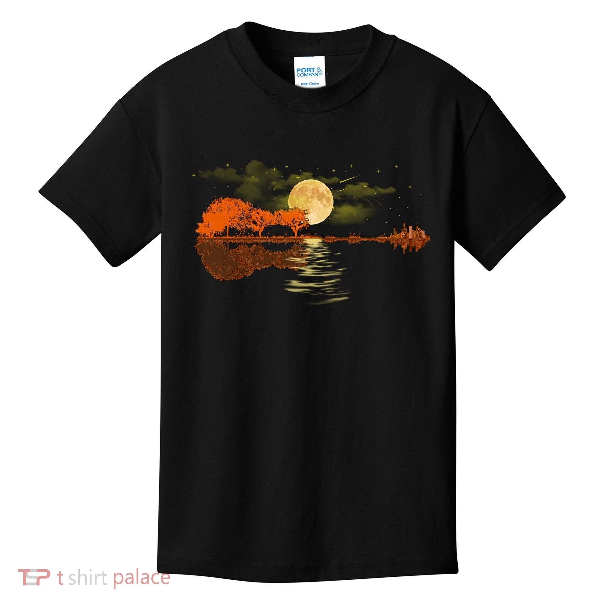 Guitar Meaningful Gift Nature Guitar Lake Shadow Love Kids T-Shirt