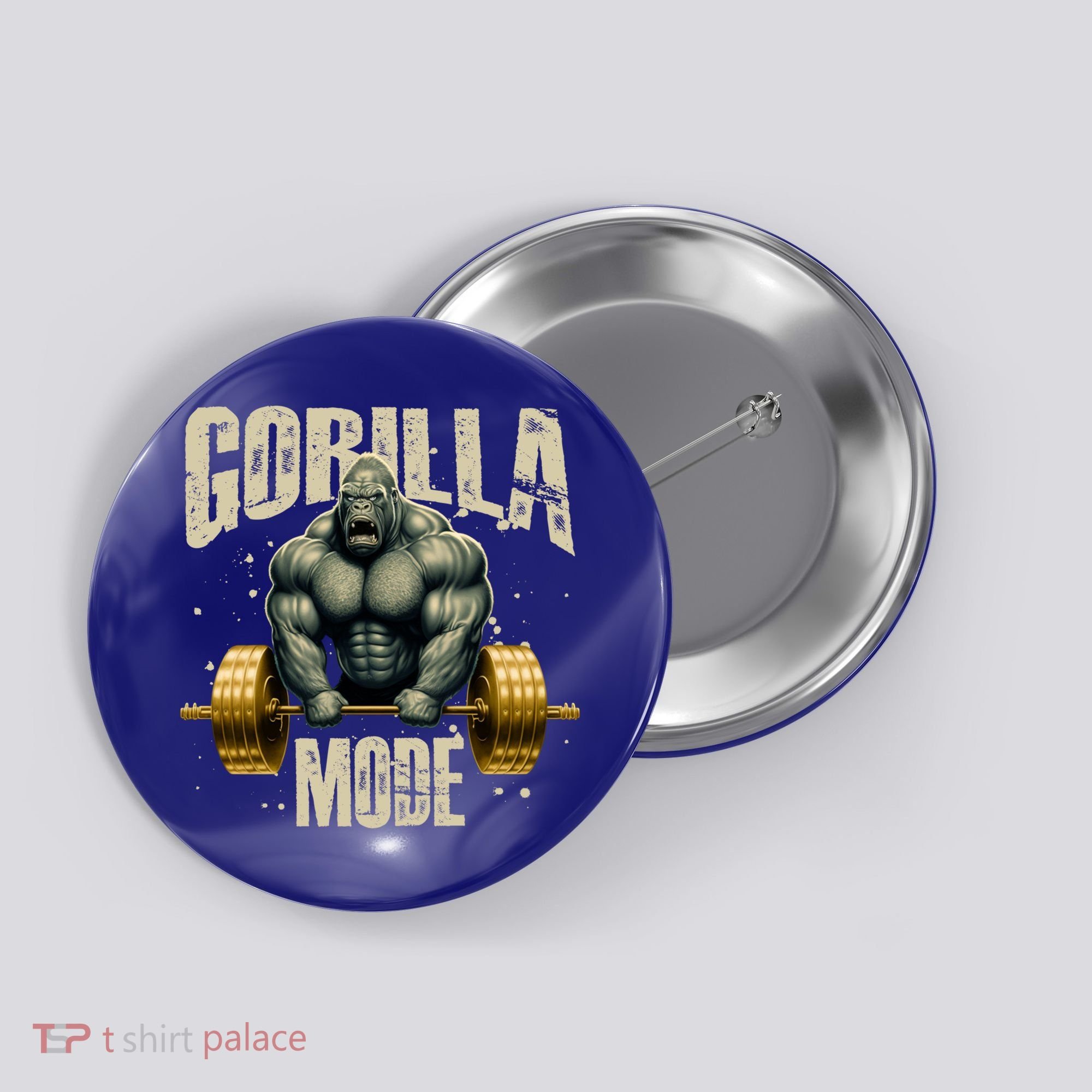 Gorilla Mode Gym Workout Beast Weightlifting Bodybuilding Gift Button